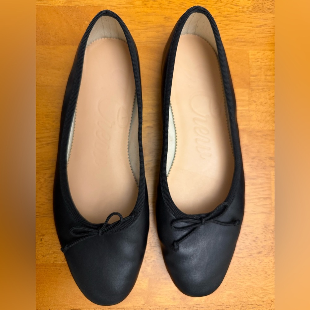 J. Crew Black Leather Ballet Flats